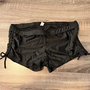 Women’s Black Swim Shorts with Side Drawstrings